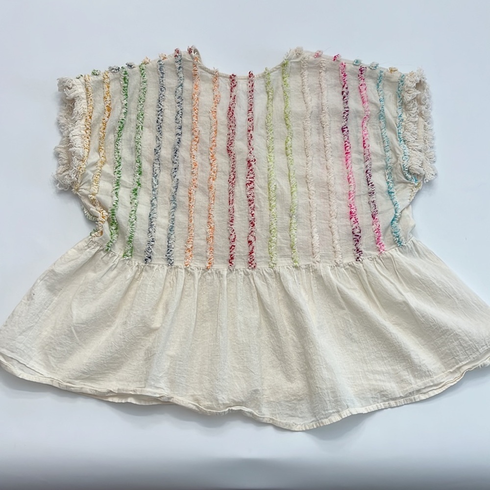 THML Cream Peplum Top with Multicolor Stripes - Picture 2 of 15